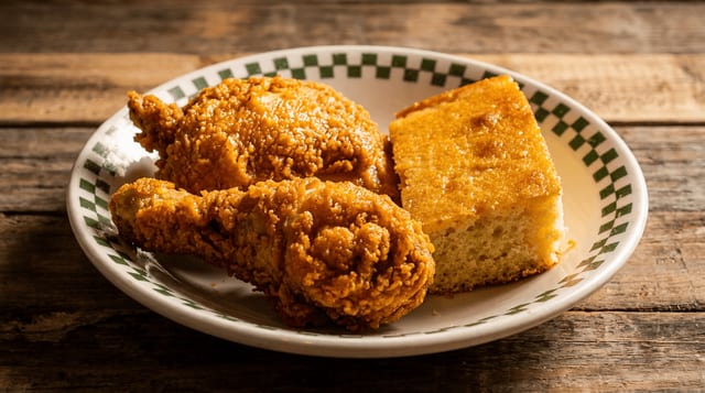 2pc Chicken (Leg & Thigh) & Cornbread.